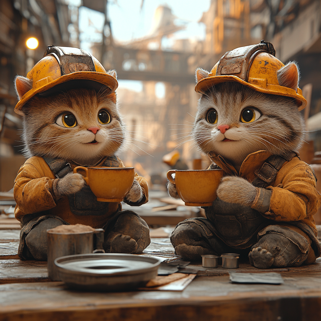 Cat chatting at tea break with coworkers