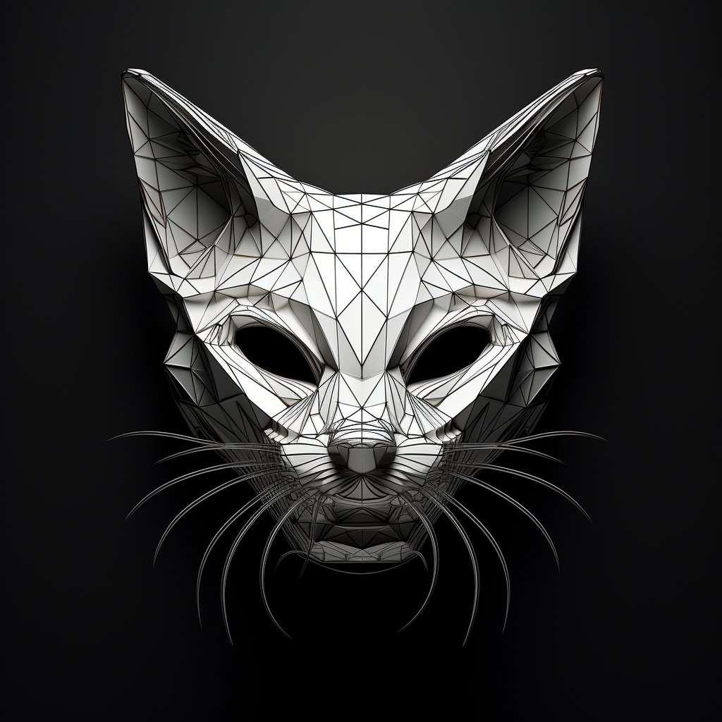 Wireframe of a Rare Square Mesh Cat Head