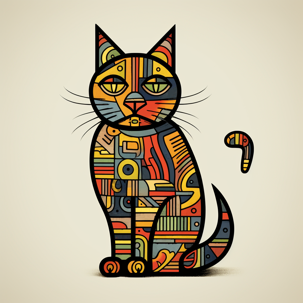 Cute cat illustration with thick lines