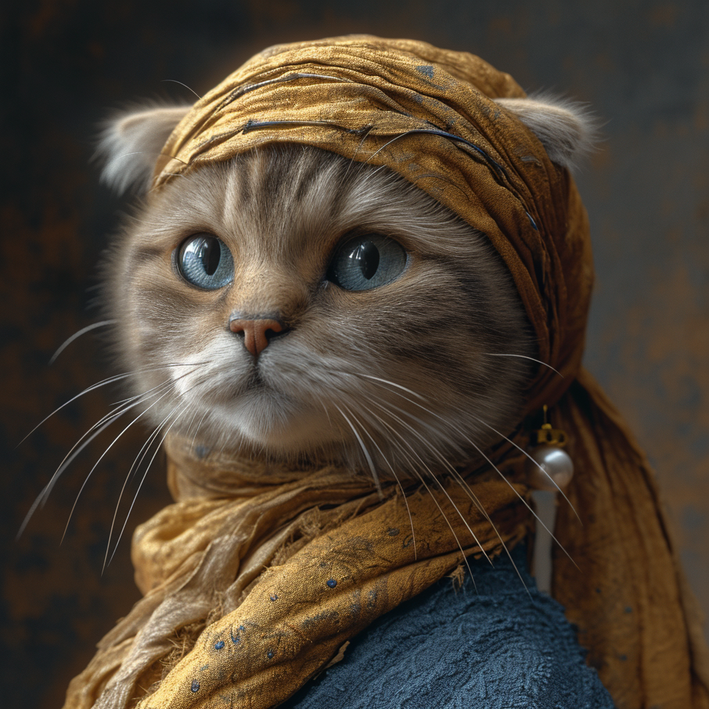 Cat with Pearl Earring Vermeer