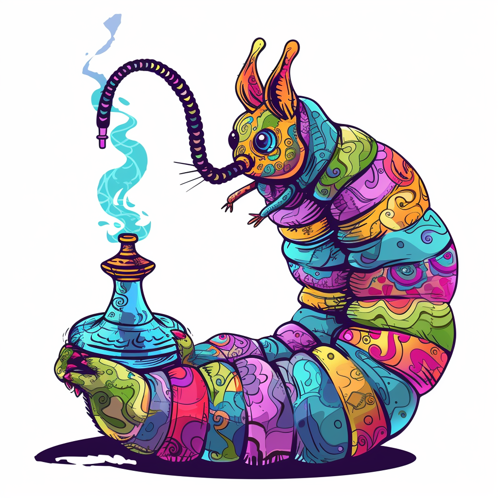 Caterpillar Smoking Hookah Alice Wonderland Vector Art