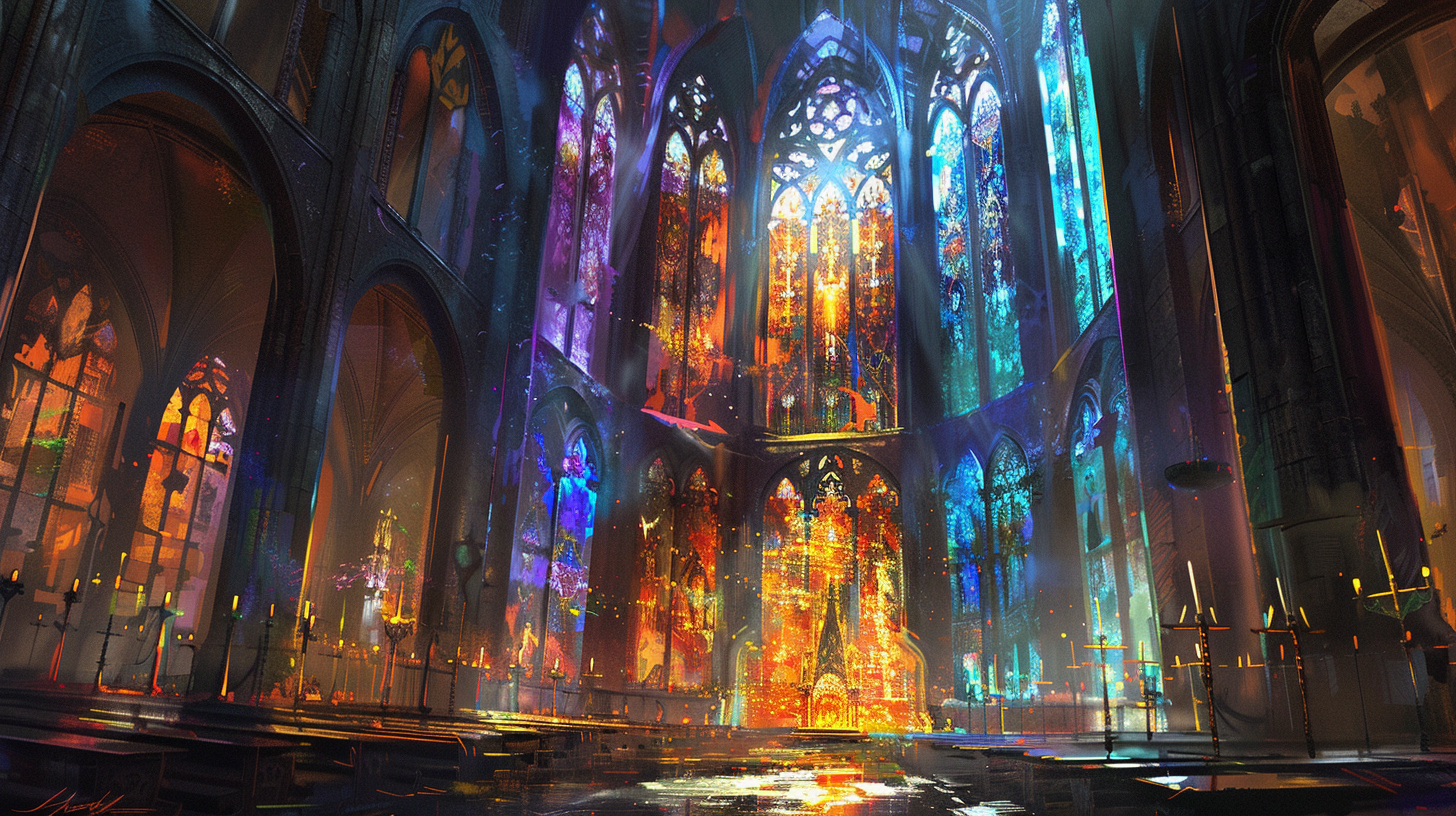 Cathedral stained glass fantasy art