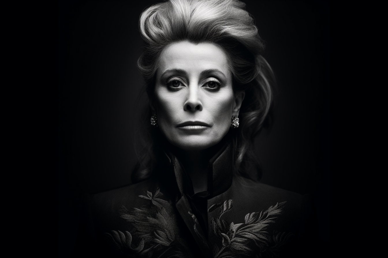 Portrait of Catherine Deneuve in a Classy Burlesque Interior