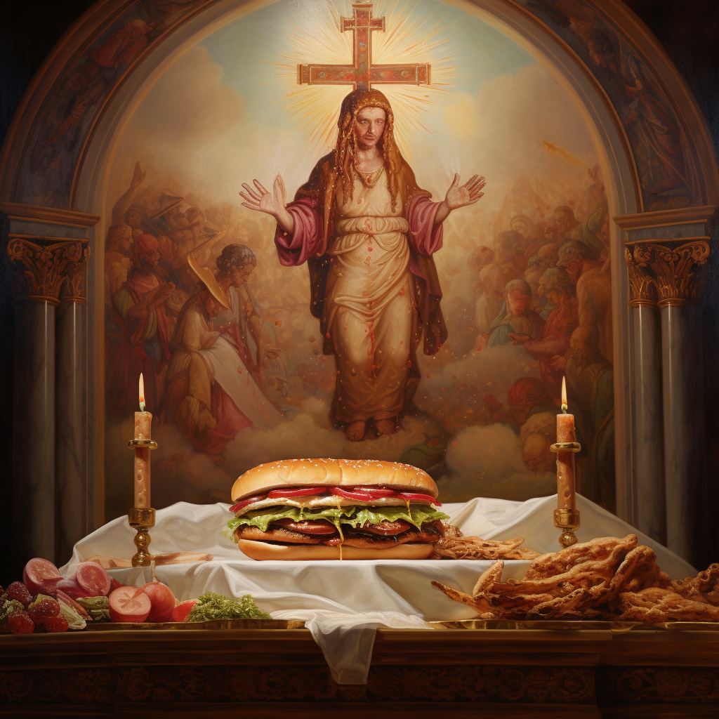 Catholic Icon Painting with Pulled Pork Sandwich