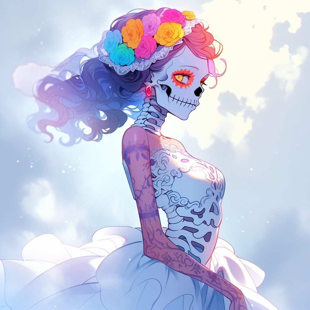 Beautiful Catrina with Sugar Skull Makeup