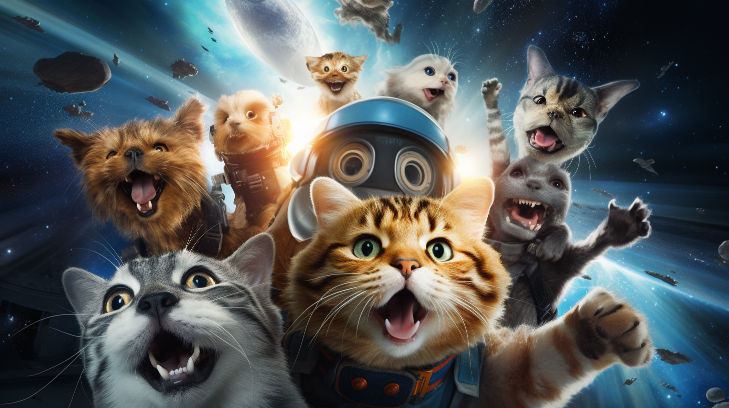 Adorable cats in a spaceship