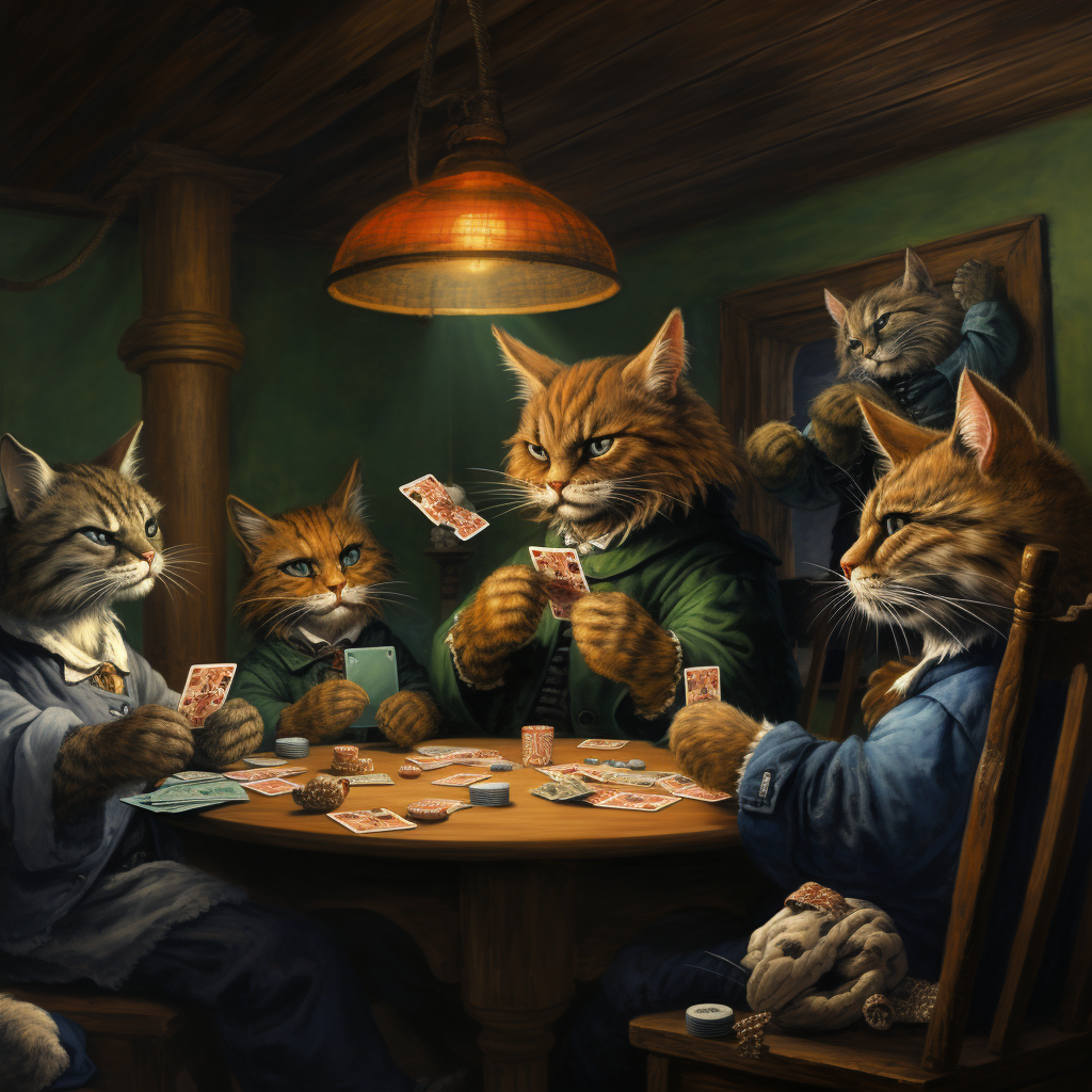 Group of cats playing poker