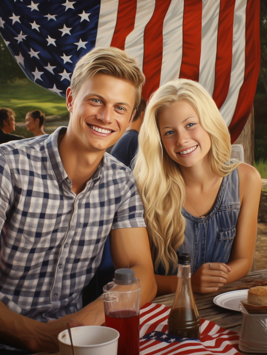 Caucasian family enjoying picnic together