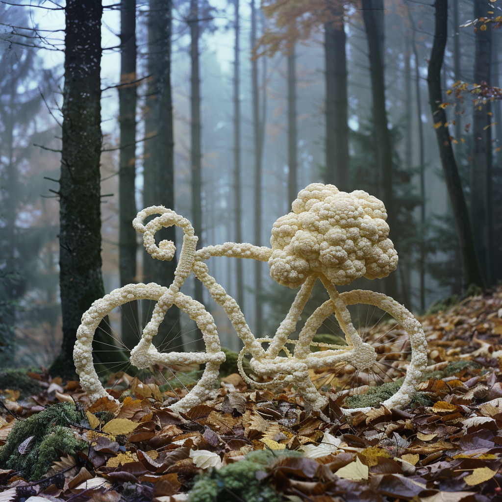 Cauliflower Bicycle in Forest Morning