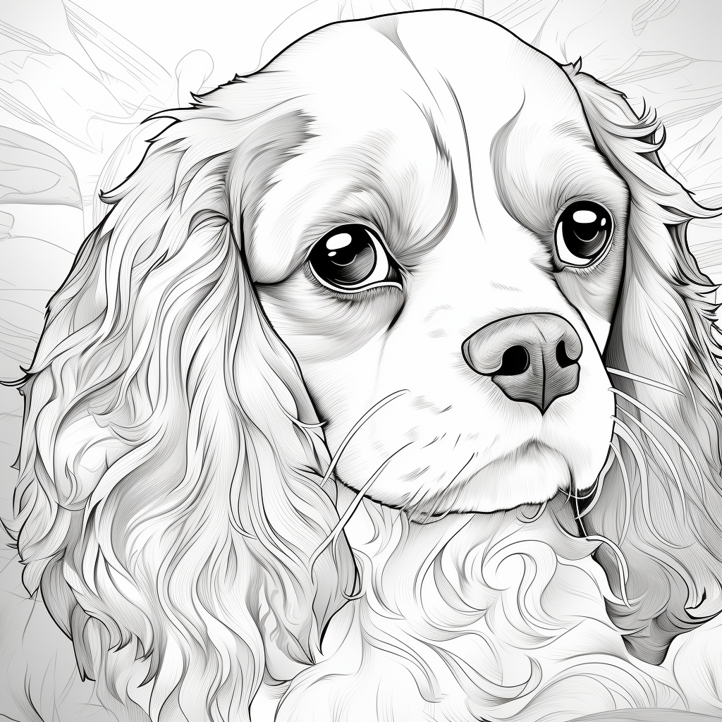 Cartoon Cavalier Spaniel Coloring Page