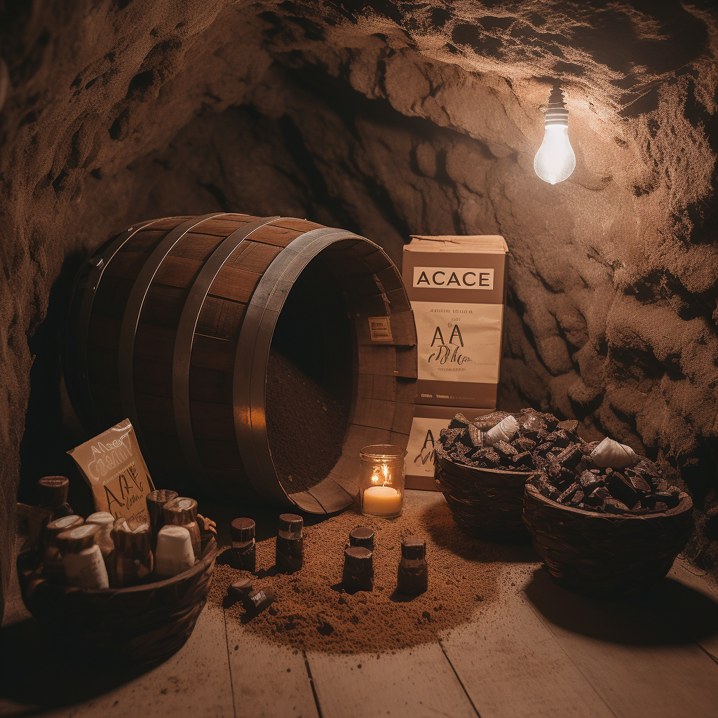 Gourmet cacao and chocolate in cave