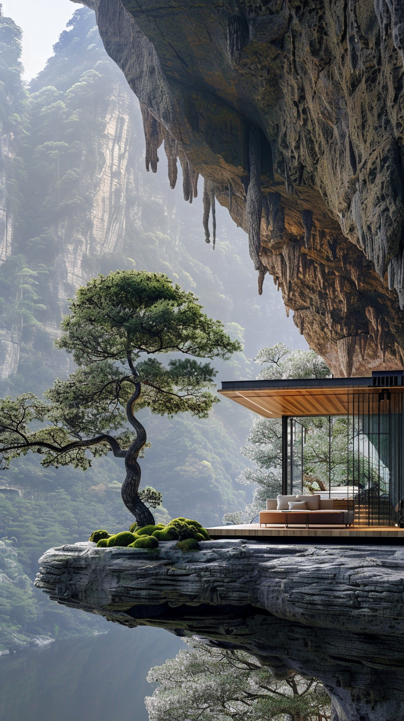 cave home in mountains view