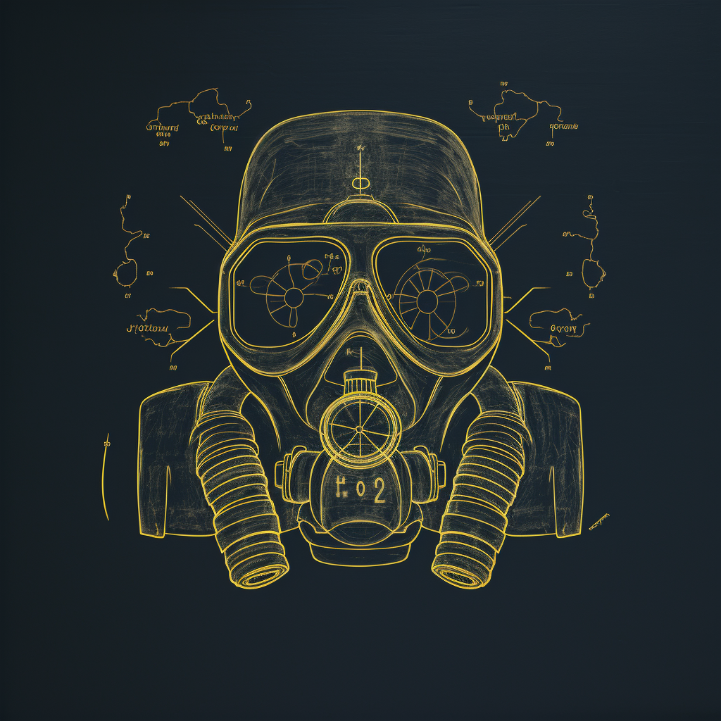 CBRN chalk lines illustration on blackboard