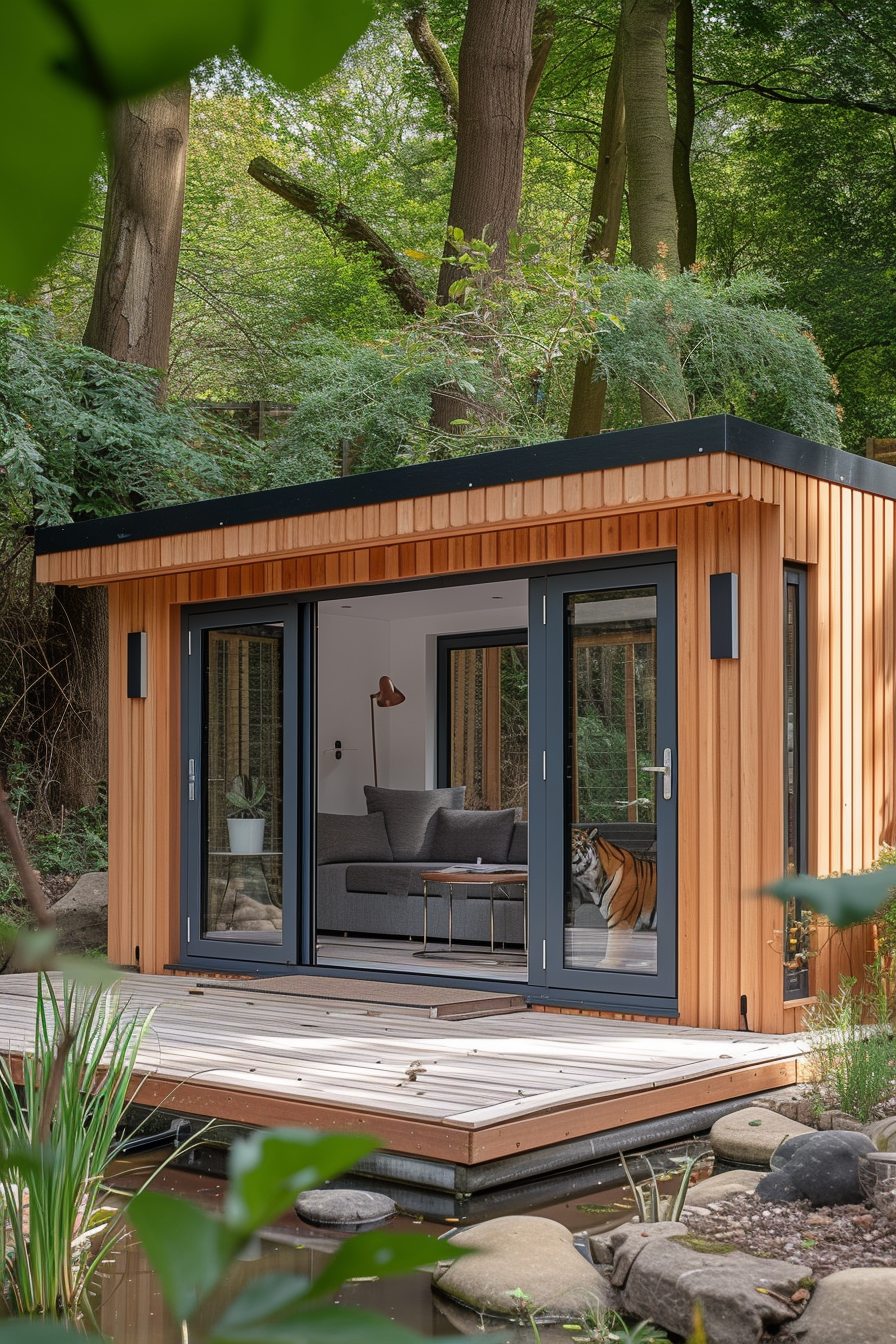 Garden room with bifold doors in forest