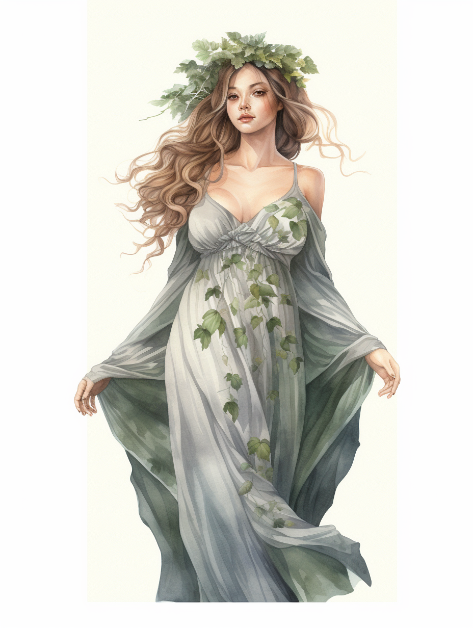 Illustration of Cedarwood Dress with Cedar Leaf Shading