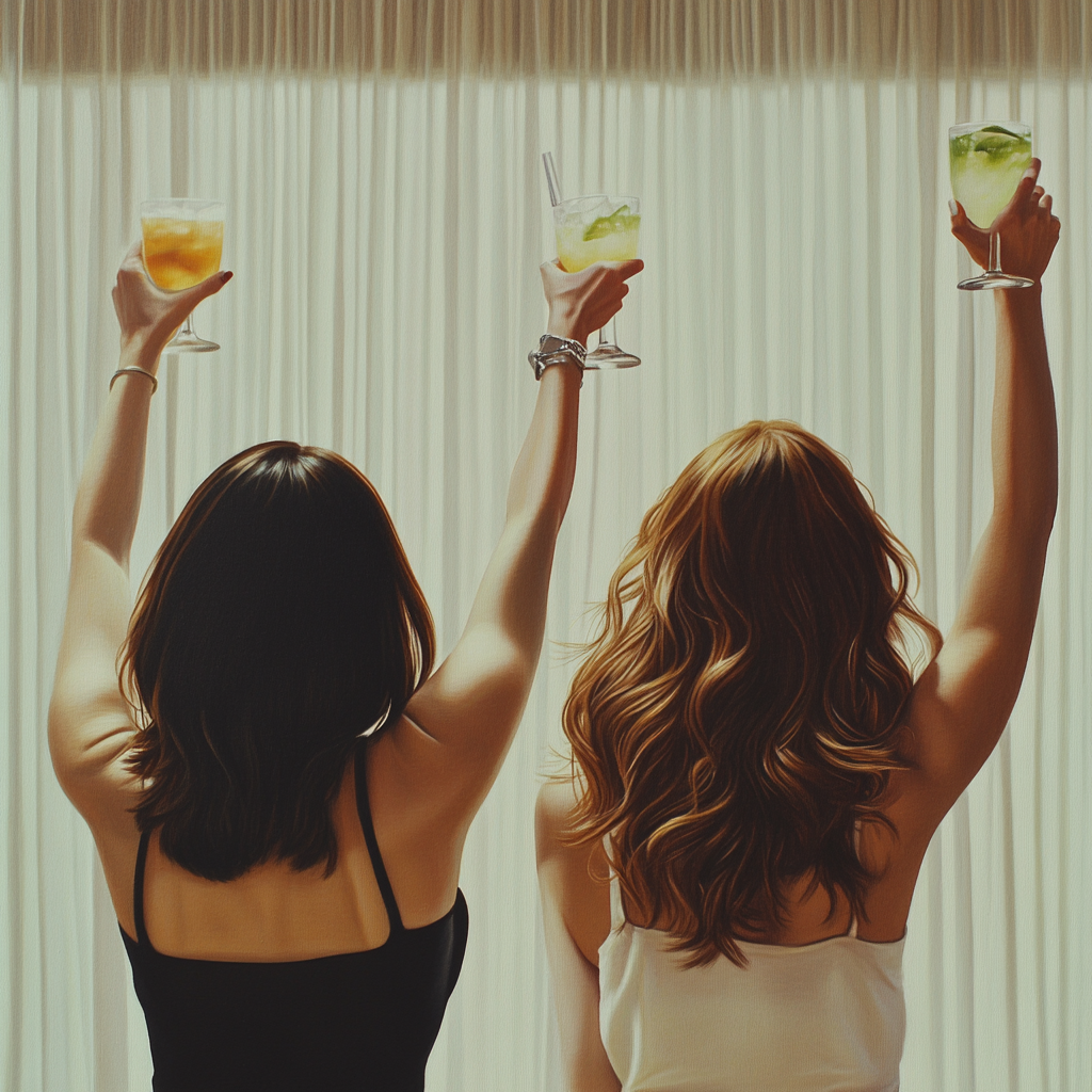 Two women celebrating with margaritas