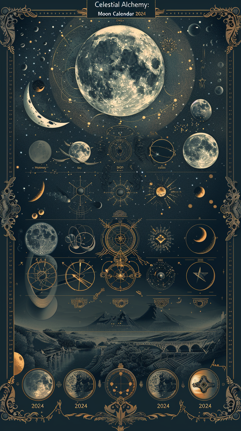 moon calendar alchemical theme