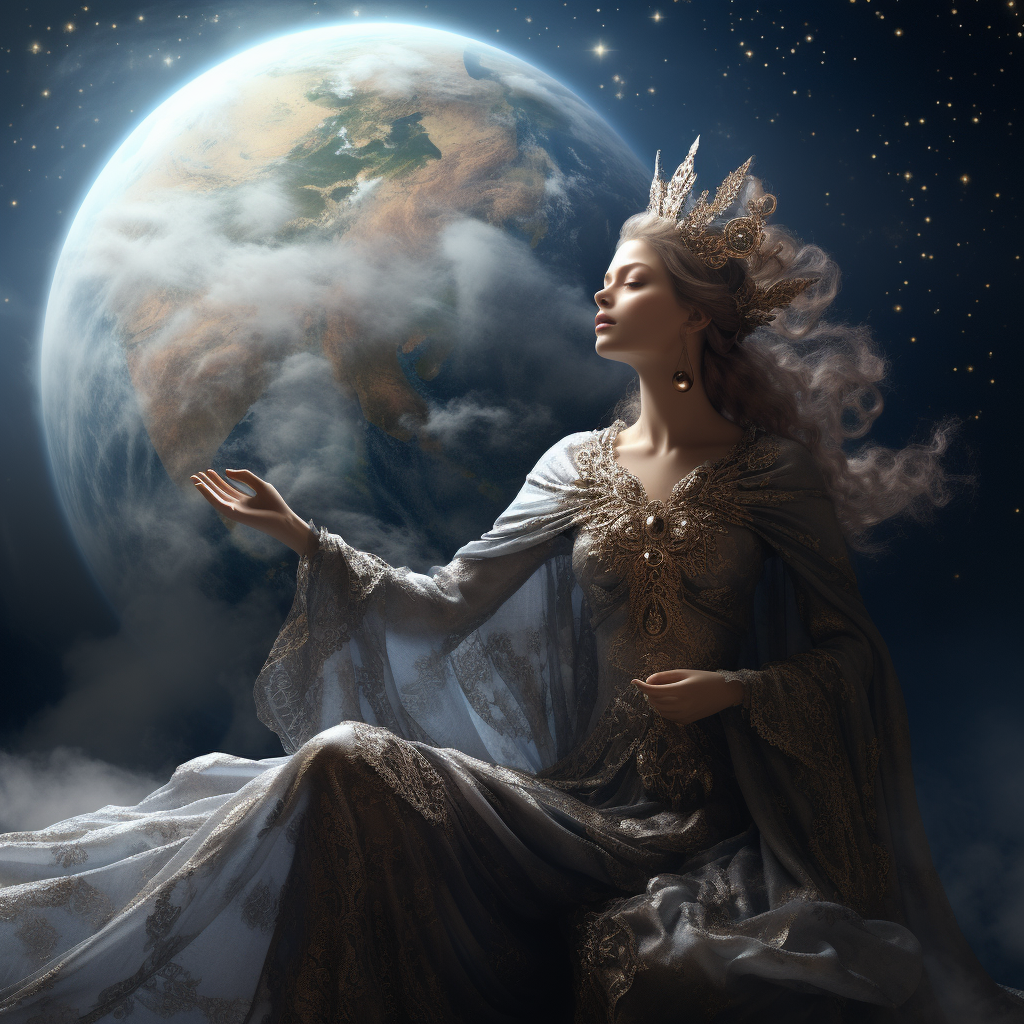 Celestial being watching over earth