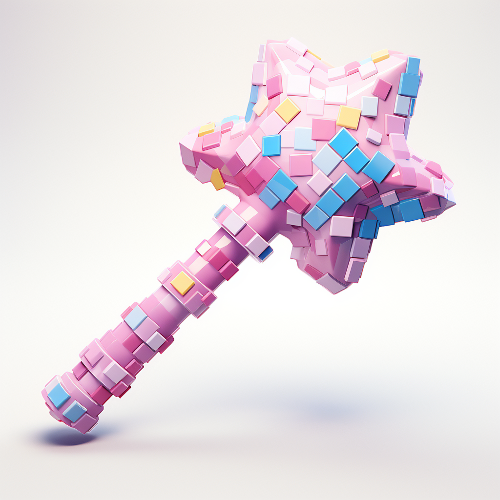 Celestial Star Hammer Pixelated Video Game Weapon