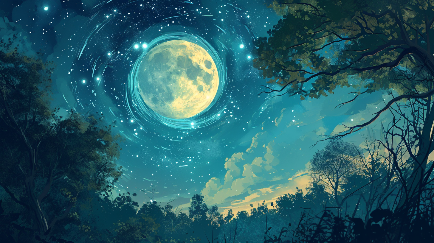 Enchanting celestial moon and stars