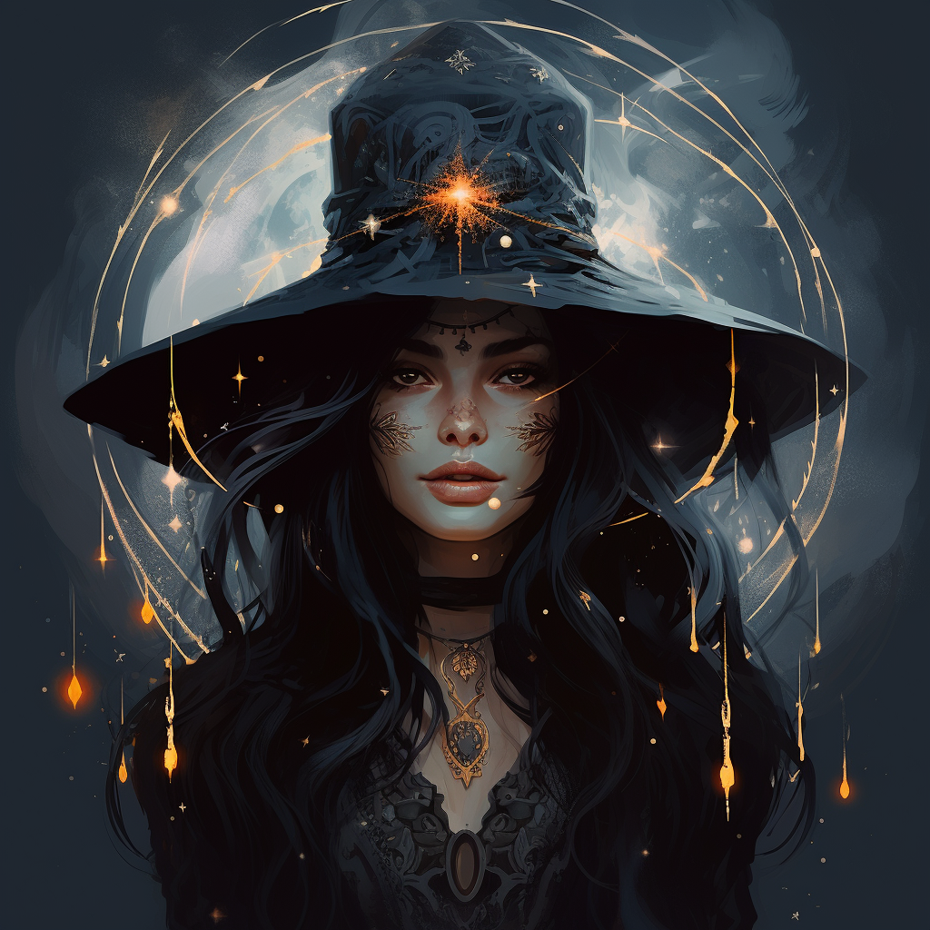 Enchanting celestial witch casting a spell