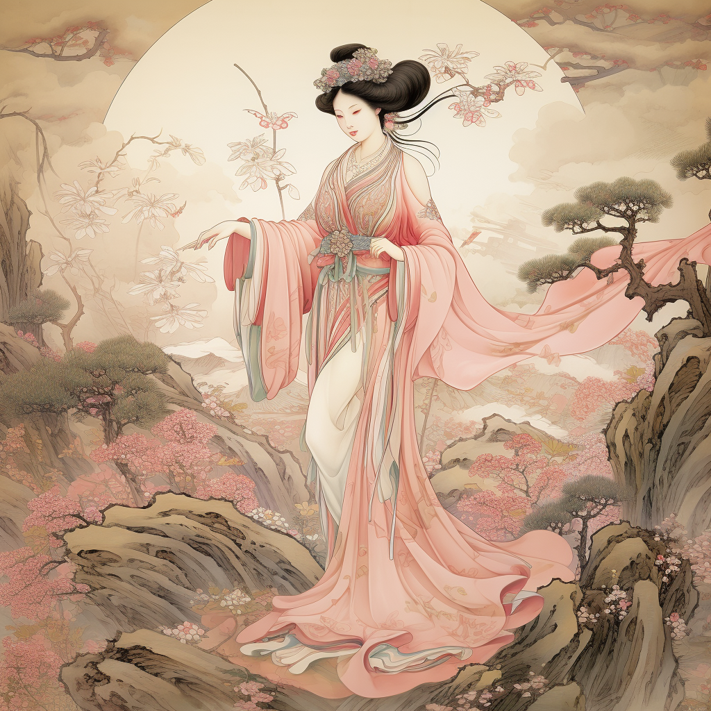 Beautiful Tang Dynasty Beauty in Silk and Chiffon