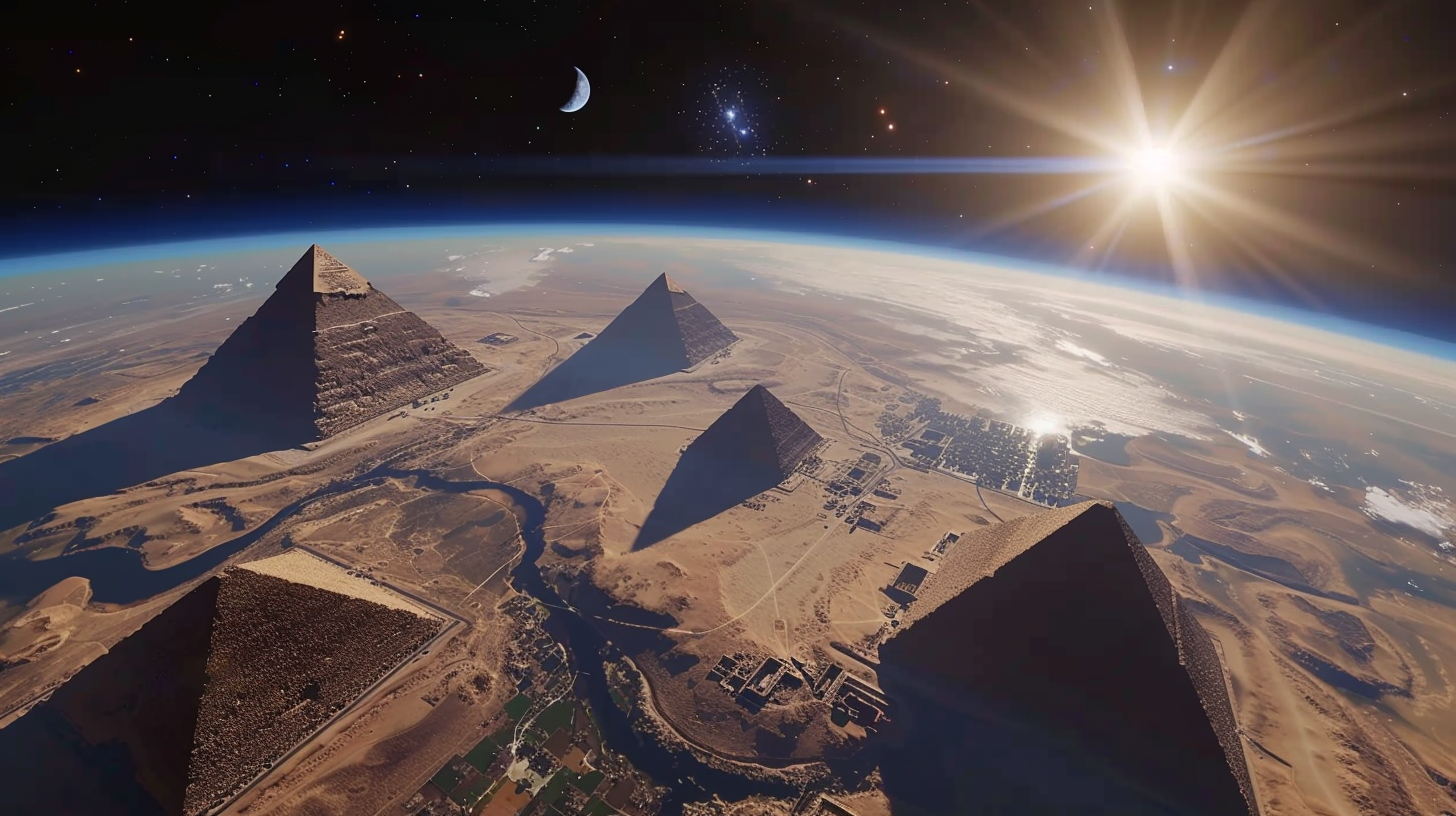 Great Pyramids of Giza space view