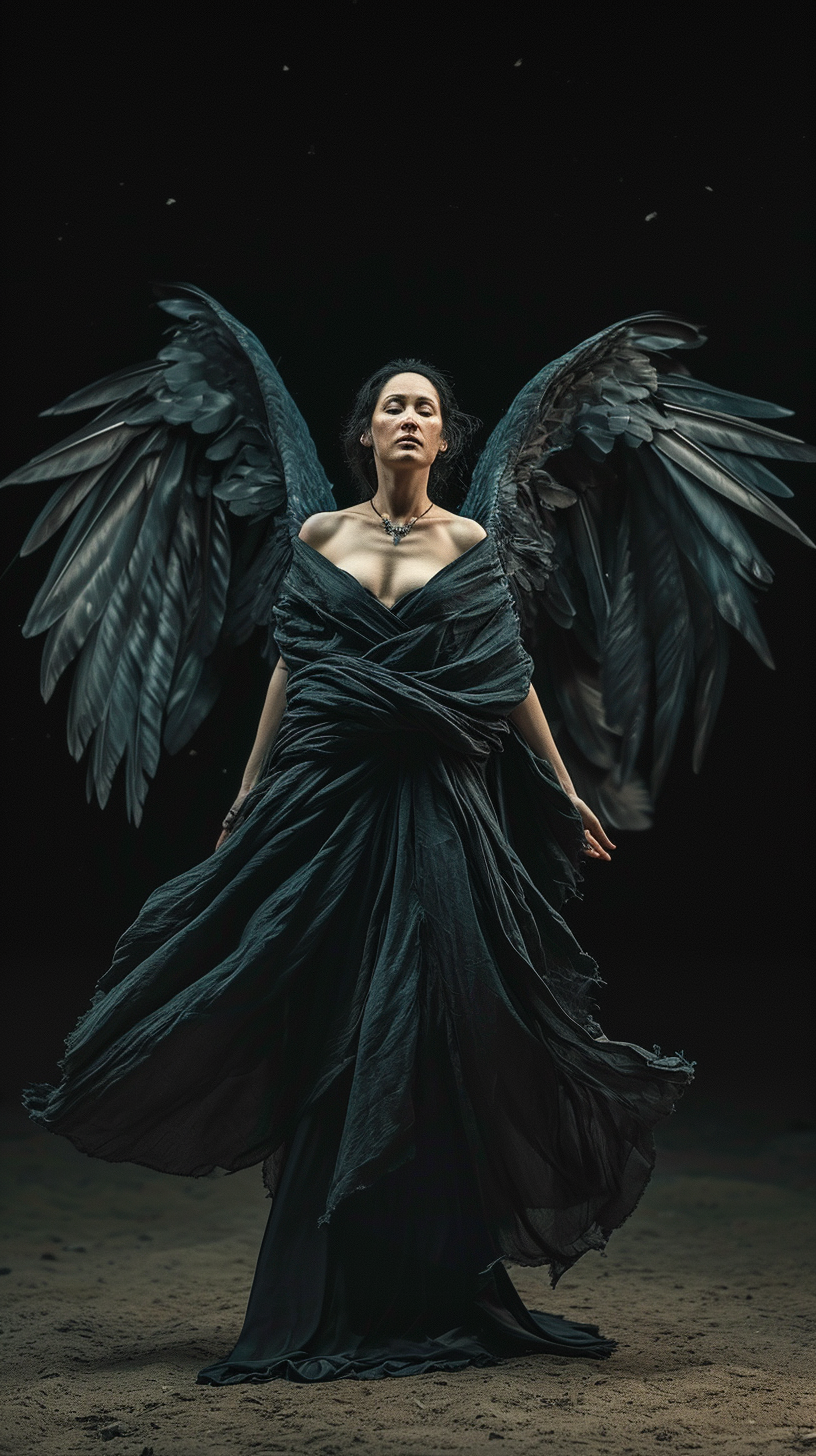 Celtic Goddess with Black Bird Wings