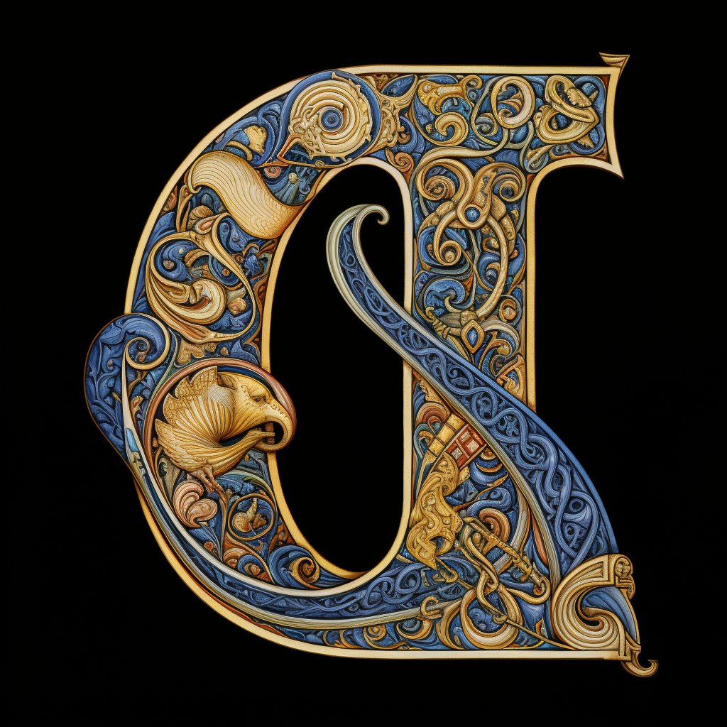 Celtic illuminated letter W by a monk