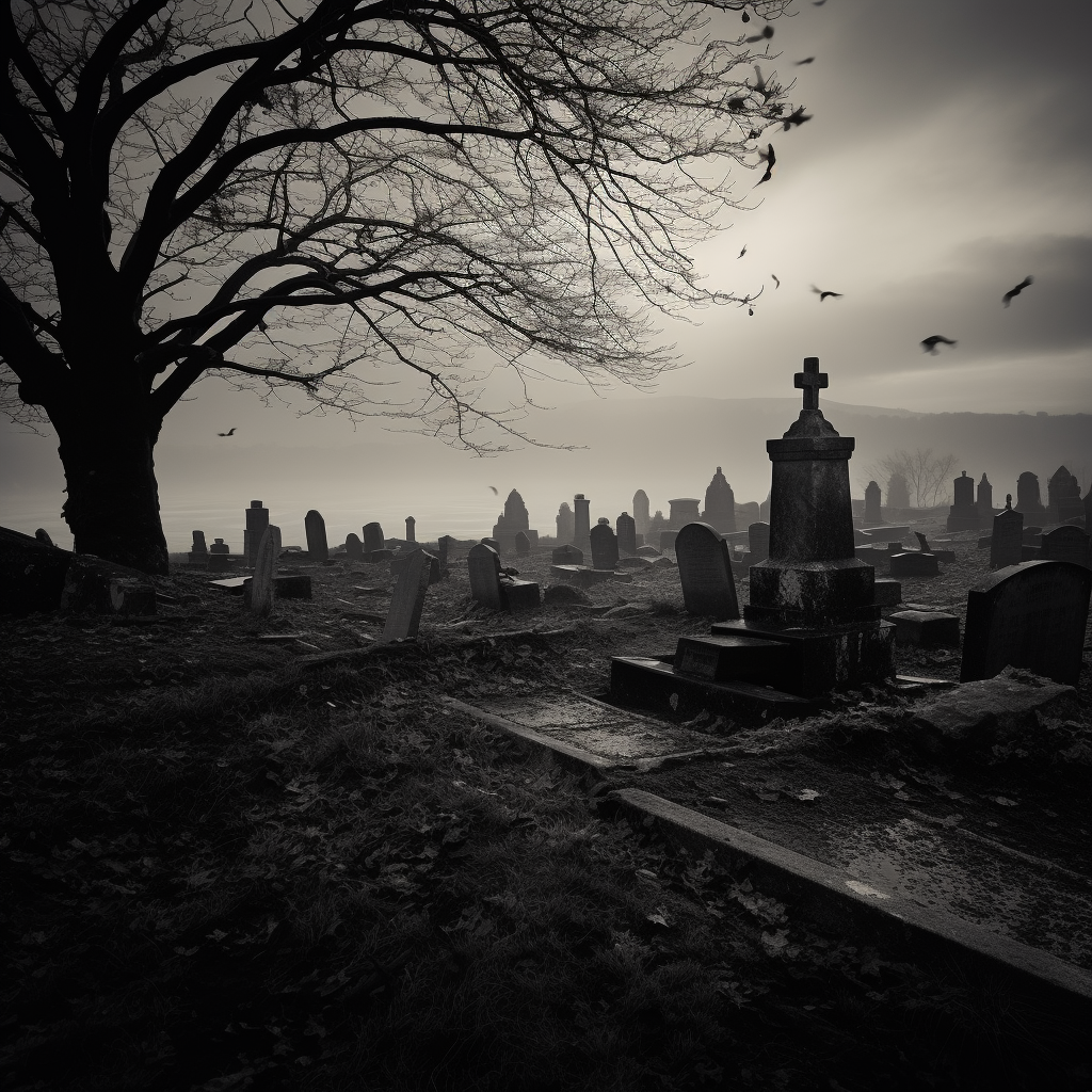 Cemetery Aesthetic Black White Photo