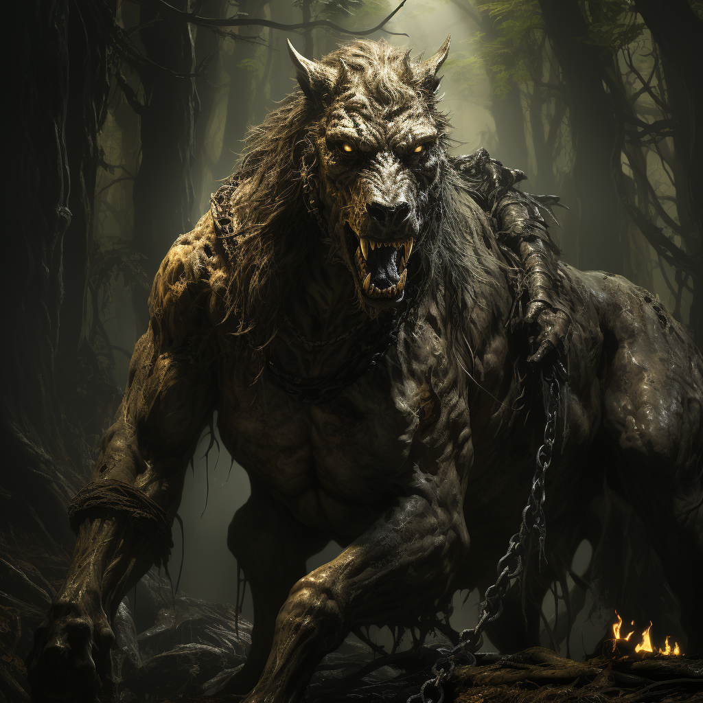 Majestic centaur werewolf in the shadows