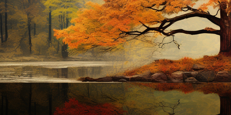 Majestic centennial oak tree above a cliff by the lake