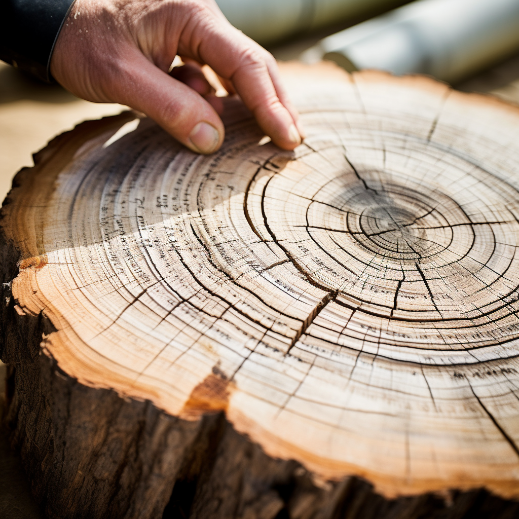 Centennial Tree Trunk with Visible Rings