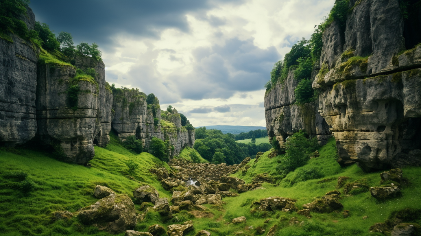 Rugged countryside with limestone rocks