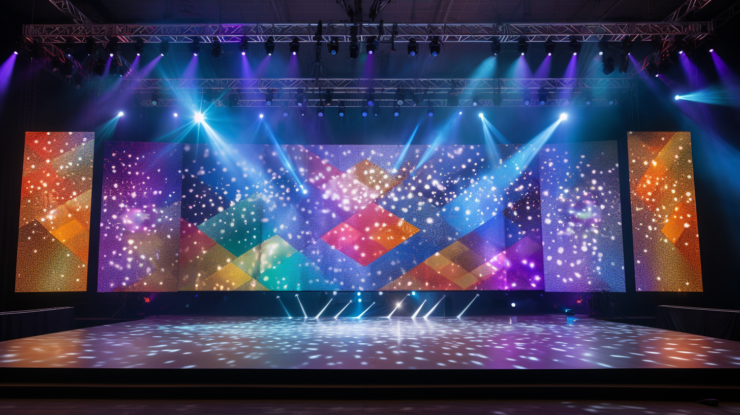 Central LED Screen with Sparkling Decor