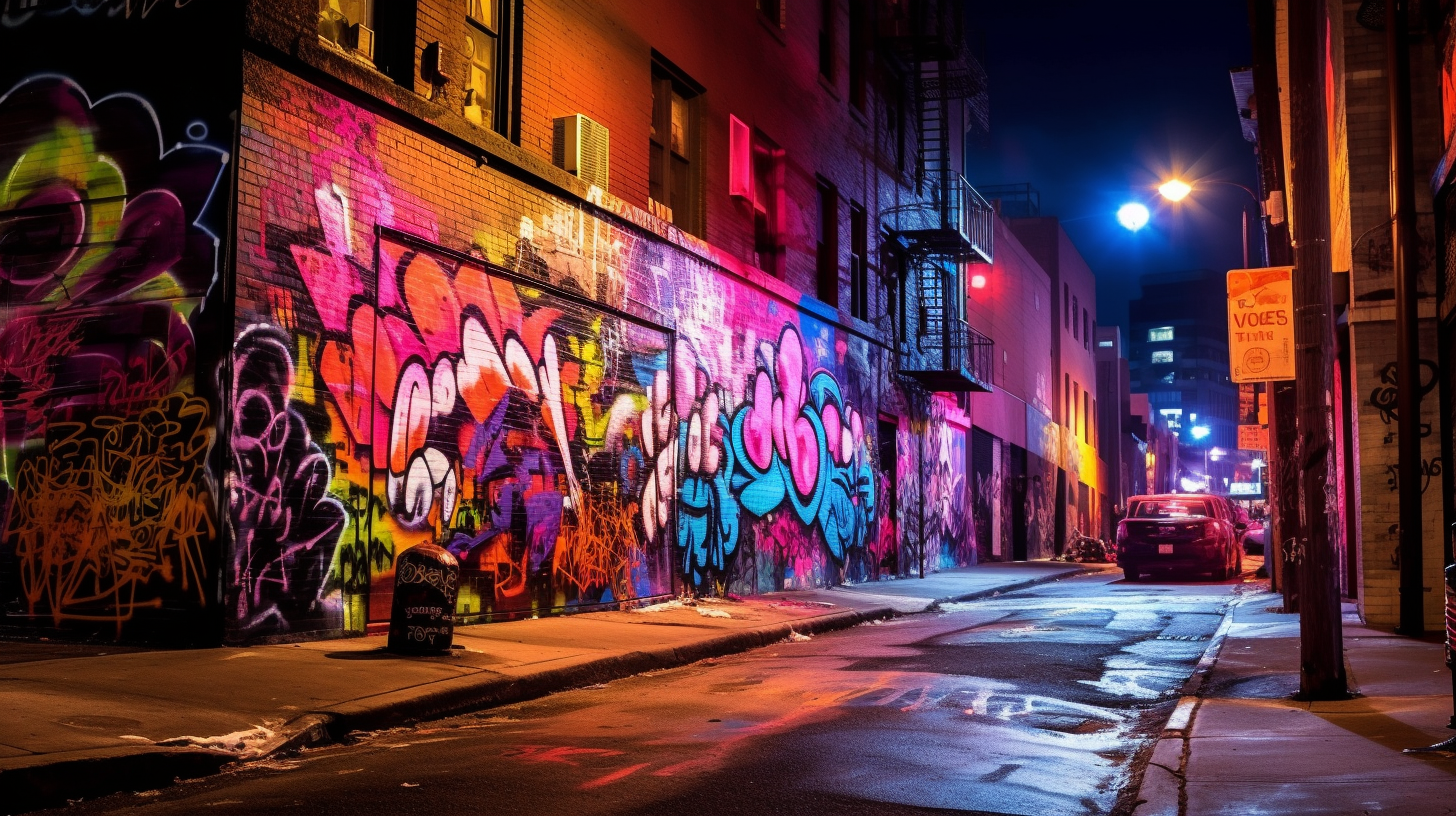 Vibrant cyberpunk graffiti art