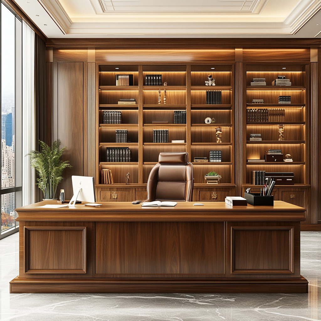 CEO office with luxurious wooden desk