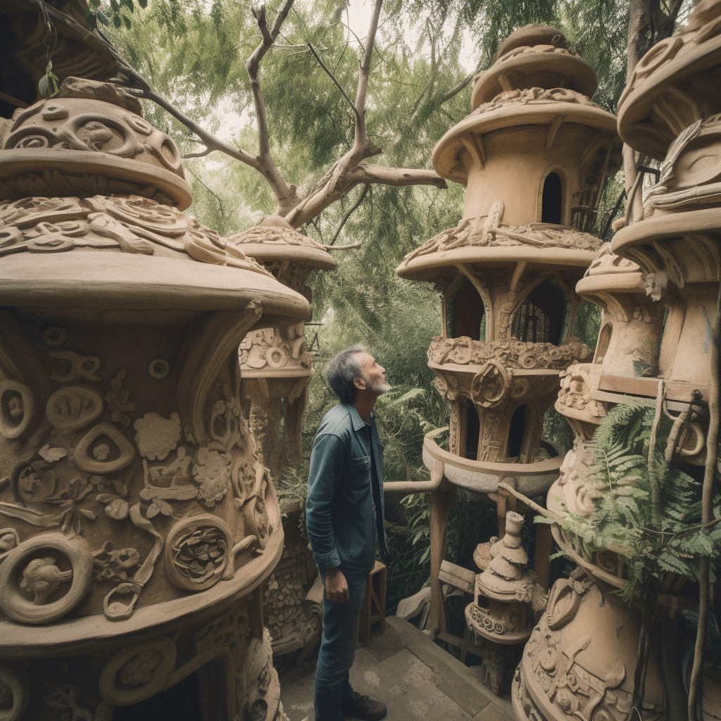 Ceramic treehouse used for prehistoric nature restoration