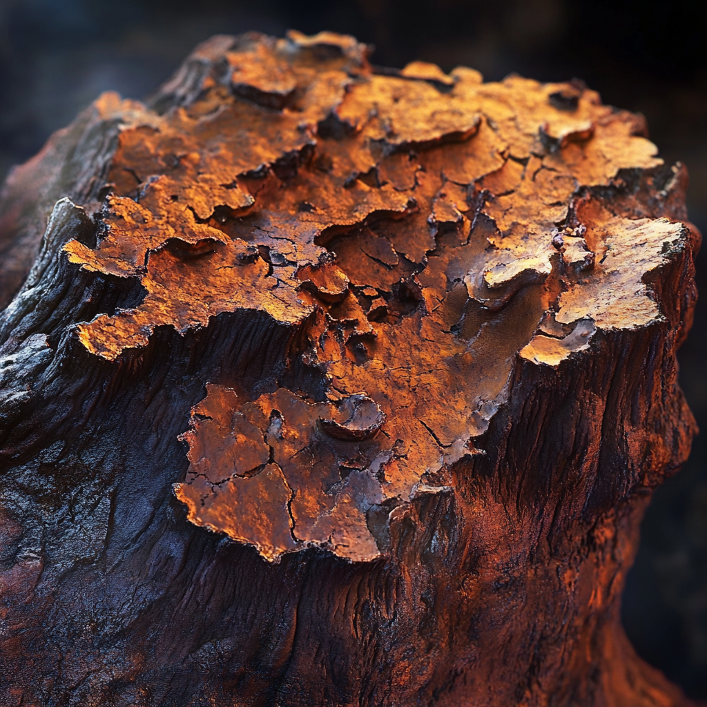 Detailed Chaga Mushroom Close-up Texture