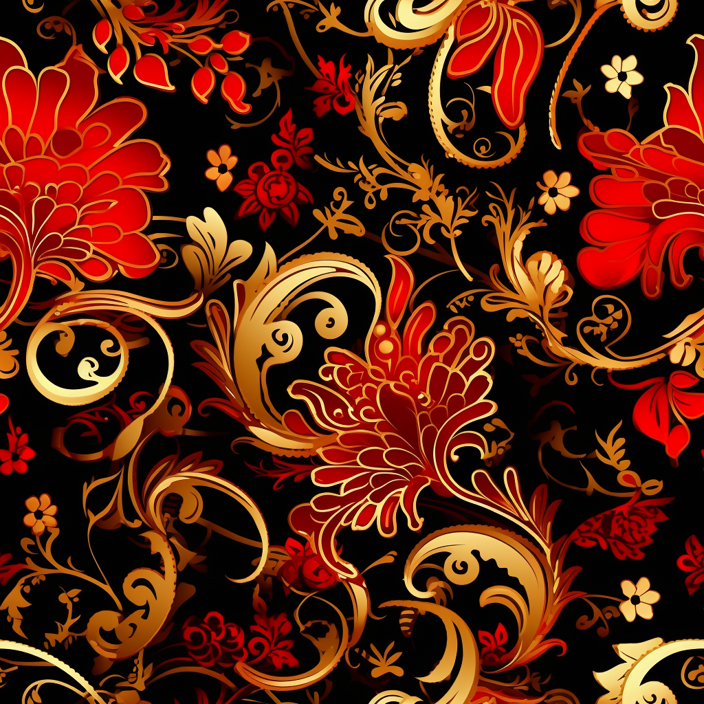 Chinese New Year Pattern in Red and Gold