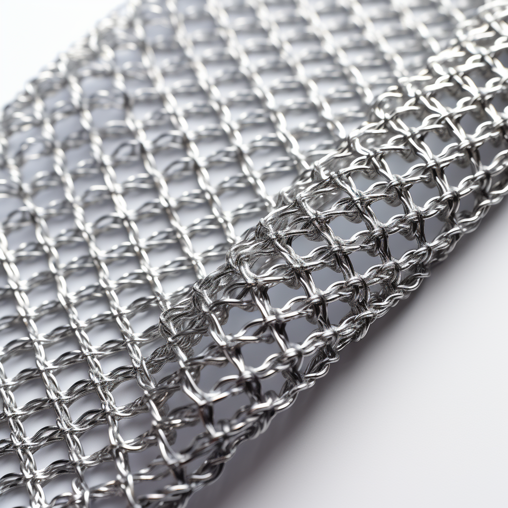 Chainmail fabric in wind against white backdrop