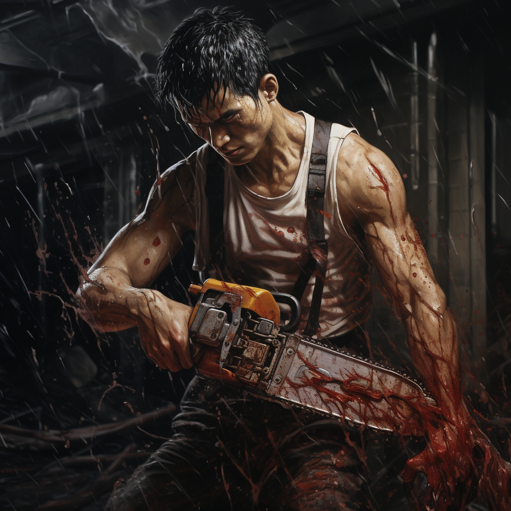 Chainsaw Man in photorealistic portrayal