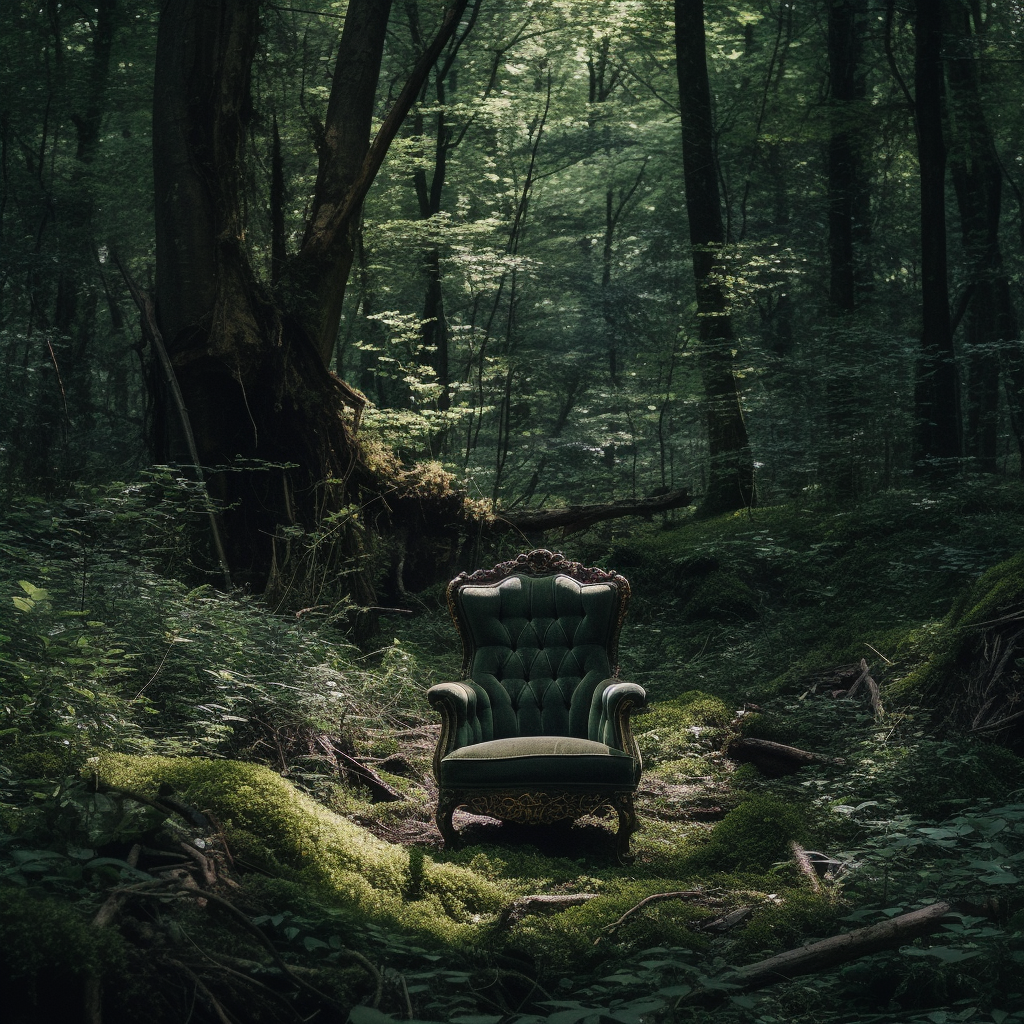 Chair running in the forest