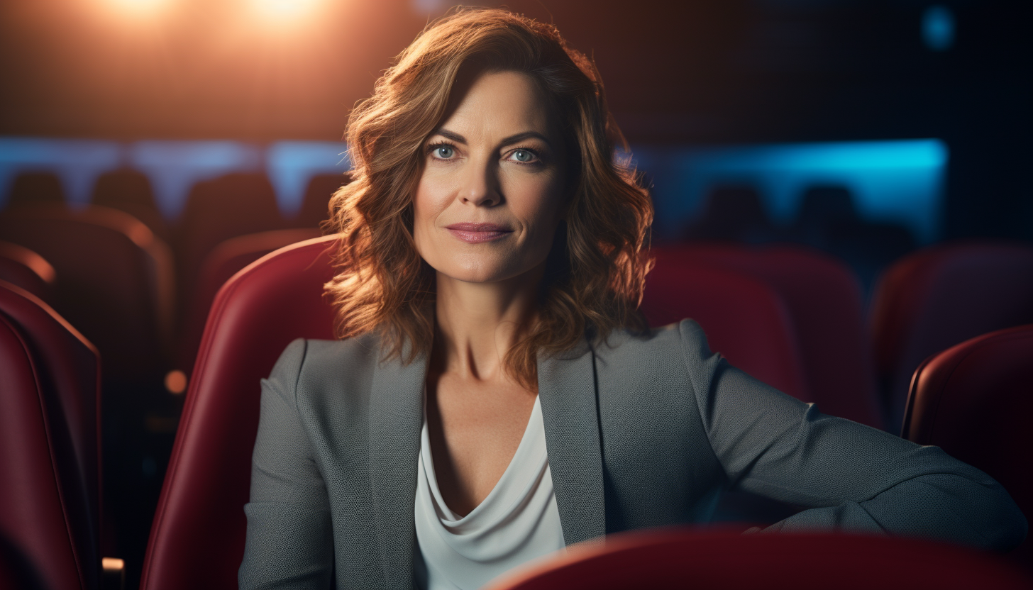 Attractive woman sitting on a chair in office lighting