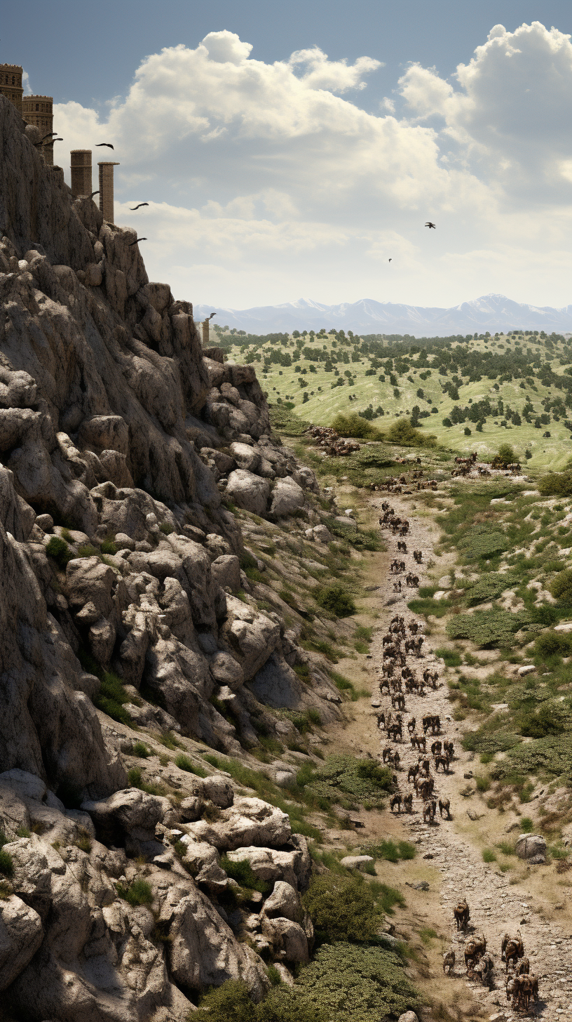 Byzantine army navigating challenging Myriokephalon terrain