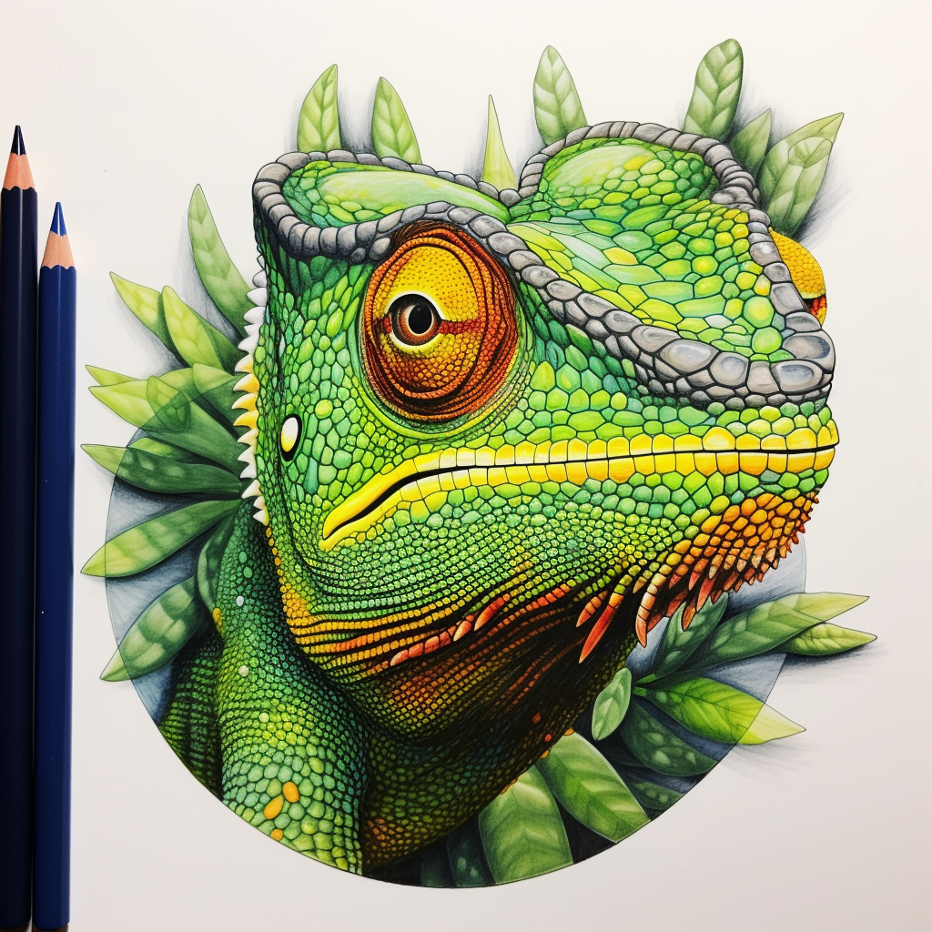 Chameleon face with vibrant colors