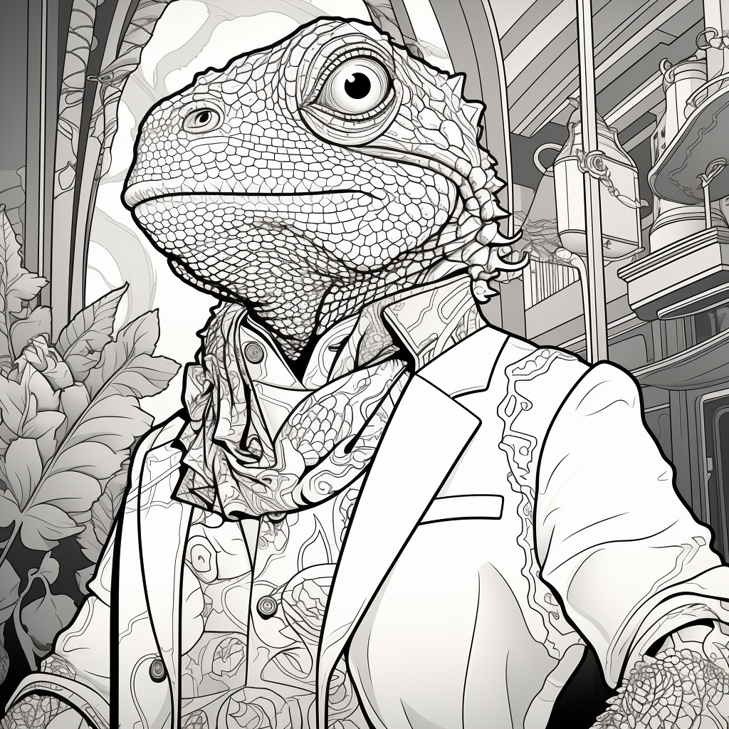 Chameleon Superhero Coloring Page