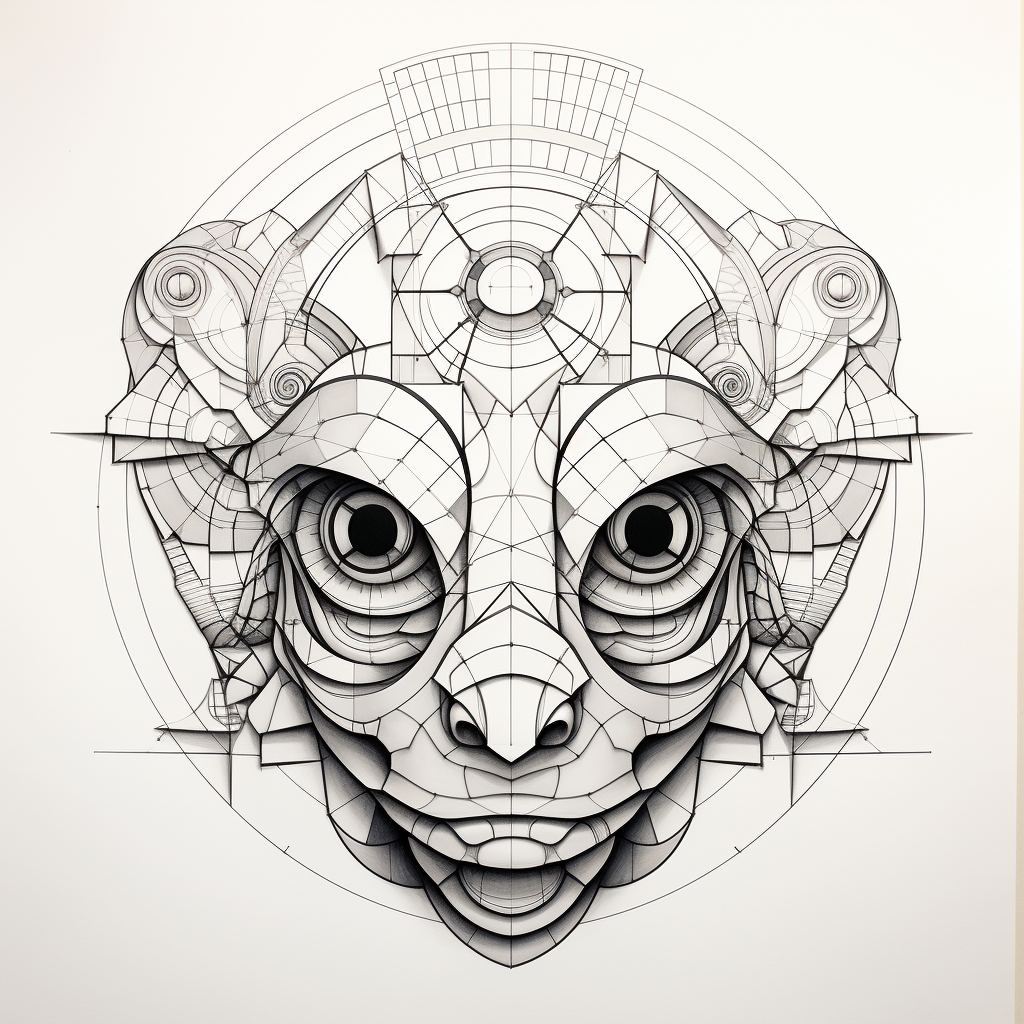 Geometric Chameleon Head with Giant Eyes