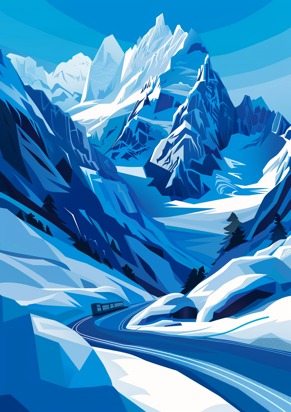 Modern Chamonix Flat Illustration