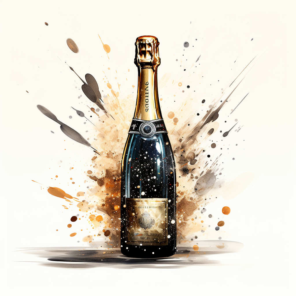 Minimalist champagne bottle celebration